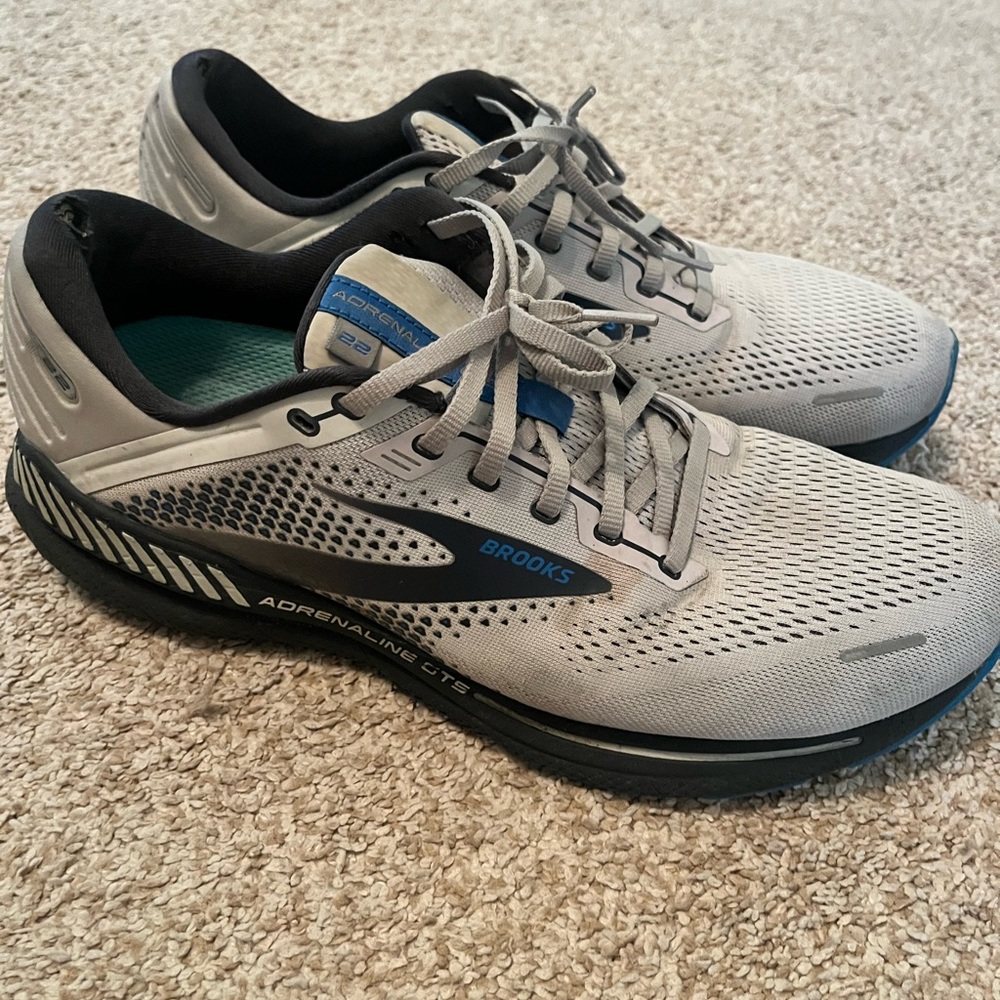 Brooks Adrenaline GTS 22 Light Gray and Blue Shoes